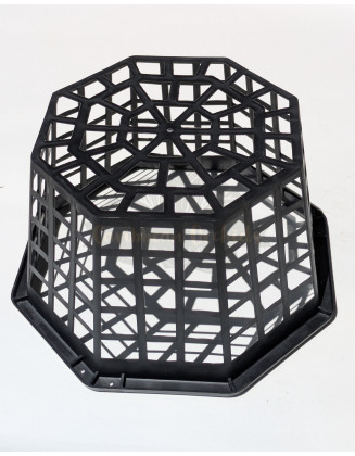 Black Plastic Octagonal Orchids Basket